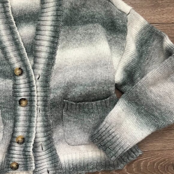 Pacsun Gray Striped Open Button Front Long Sleeve Wool Cardigan Size Medium - Picture 16 of 16